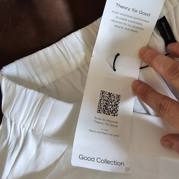 Theory Relaxed Pull-on Pants, White Crunch Size 12 Nwt - Picture 6 of 16